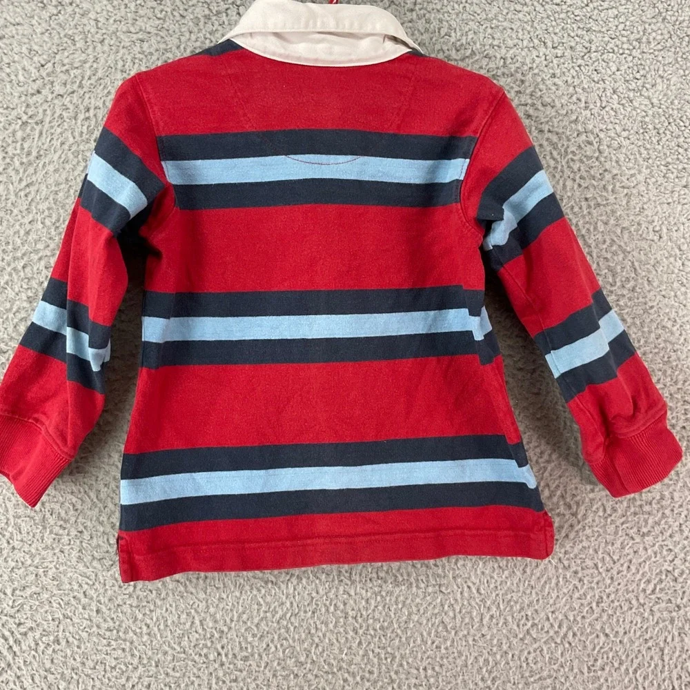 OshKosh Rugby Shirt Kids Size 4 Red Blue Striped Long Sleeve Varsity Sports 18